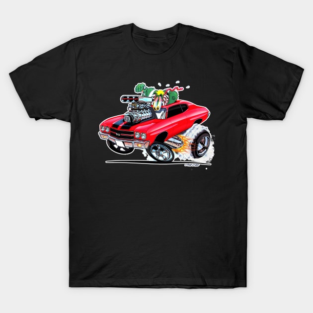 MONSTER MUSCLE 70 Chevelle Red T-Shirt by vincecrain